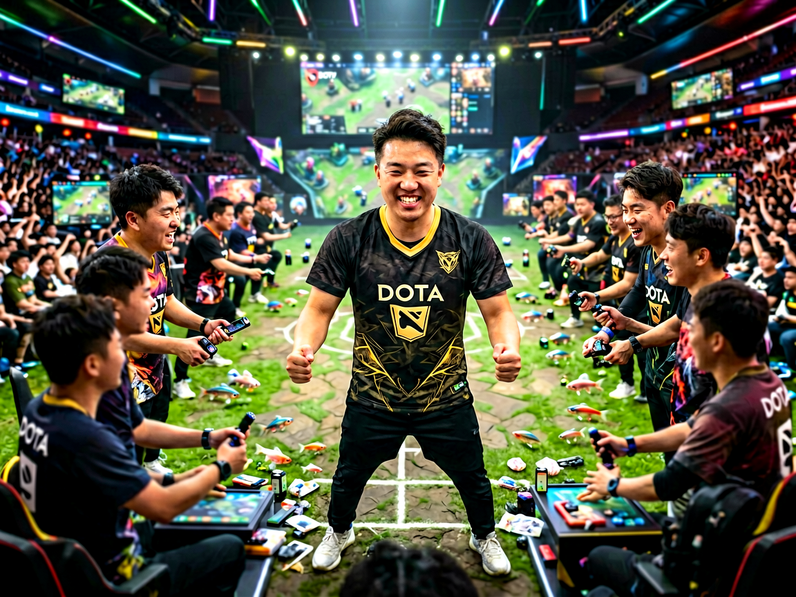 DOTA2电竞项目封面，展示DOTA2比赛现场与英雄元素